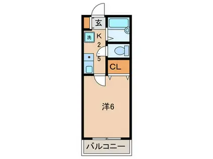 ユニバサイドたちばな(1K/1階)の間取り写真