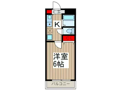 ロジマン蕨II(1K/2階)の間取り写真