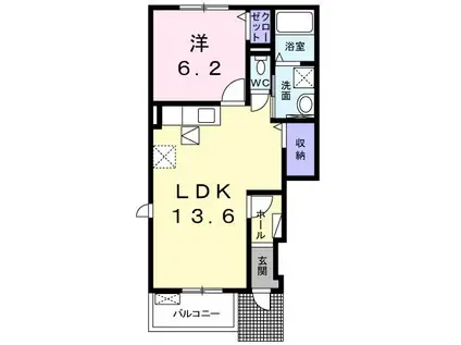 ボンヌ・シャンスII(1LDK/1階)の間取り写真