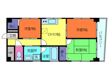 サンビルダー六甲駅前(3DK/2階)の間取り写真