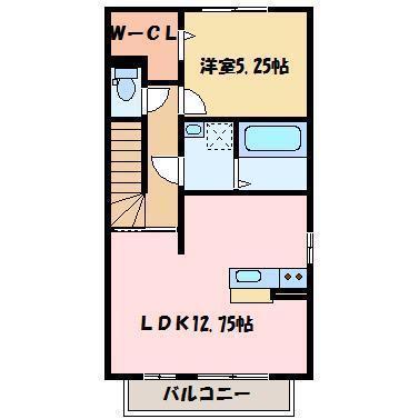 レトワール(1LDK/2階)の間取り写真