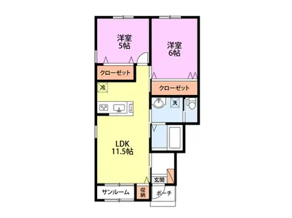 BAMBINOI(2LDK/1階)の間取り写真