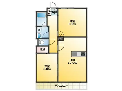 プレステージュ・ミネギシ(2LDK/5階)の間取り写真