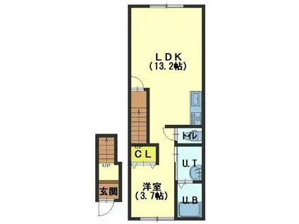 アンビシャスII(1LDK/2階)の間取り写真