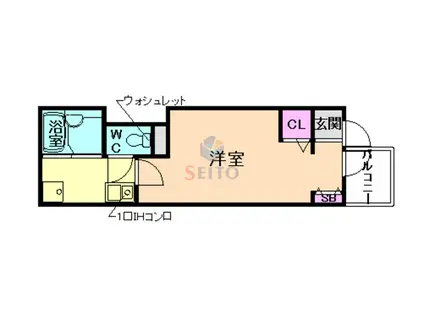 レジア豊中本町(1K/3階)の間取り写真