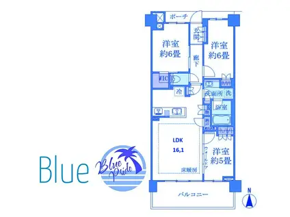 BRILLIA湘南辻堂海浜公園(3LDK/3階)の間取り写真