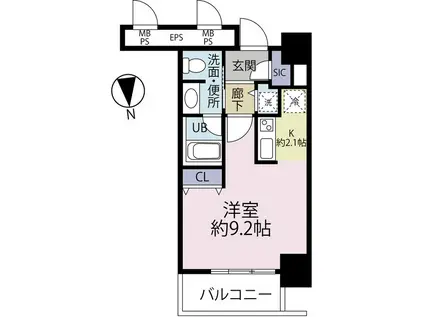 クロスレジデンス大阪新町(1K/10階)の間取り写真