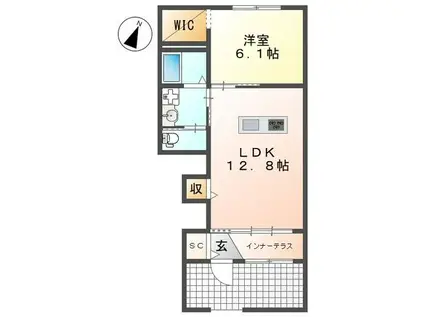 シャインハート(1LDK/1階)の間取り写真