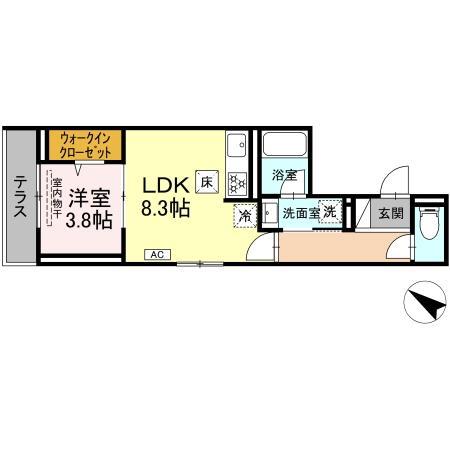D PAINA 生麦(1SLDK/1階)の間取り写真