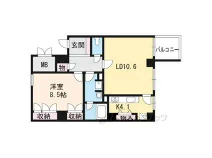 グランフォルム京都祇園(1LDK/2階)の間取り写真