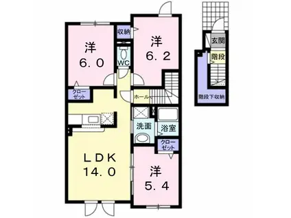 クラール・プレイスII(3LDK/2階)の間取り写真