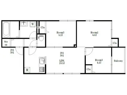 MS KITTY(3LDK/3階)の間取り写真