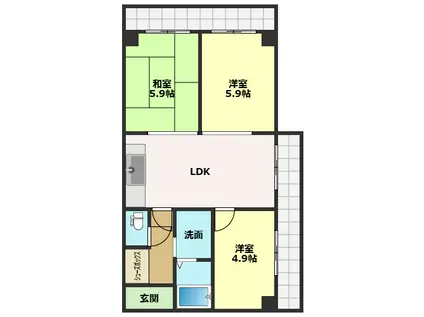 パインリーフ高知(3LDK/3階)の間取り写真