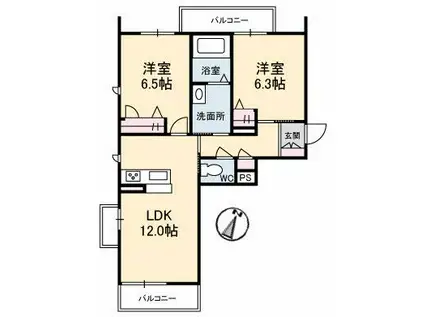 COTTA林町(2LDK/3階)の間取り写真
