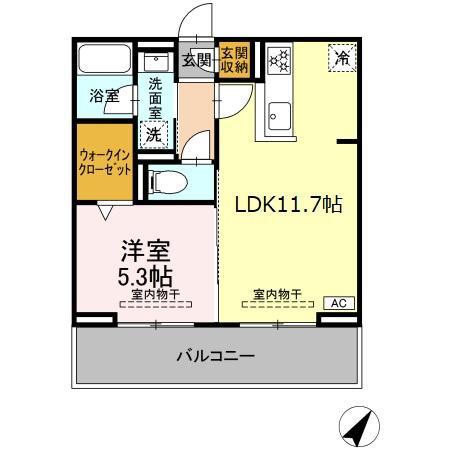 セレーナ東静岡(1LDK/3階)の間取り写真