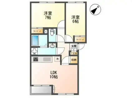 シャルマンヒルズ(2LDK/1階)の間取り写真