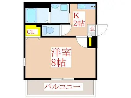 BAMBINO STELLA M&K(1K/1階)の間取り写真