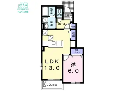 エクセデール I(1LDK/1階)の間取り写真