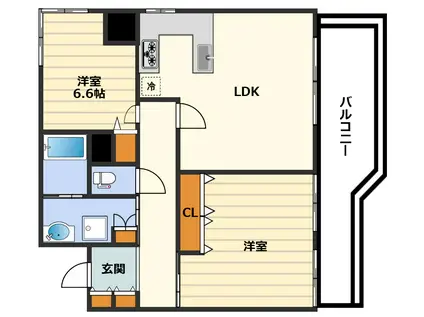 メロディハイム中津5番館(2LDK/5階)の間取り写真