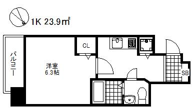 ララプレイス三宮東アスヴェル(1K/2階)の間取り写真