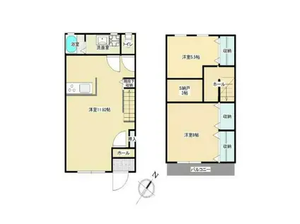 アーサーコートII(2SLDK/1階)の間取り写真