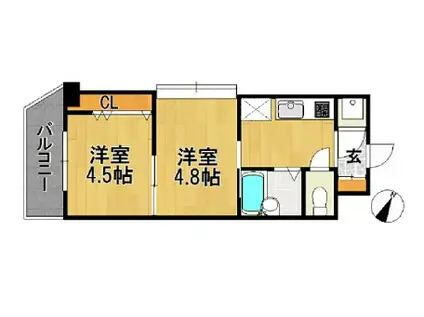 NO46 Vプロジェクト2100天神(2K/12階)の間取り写真