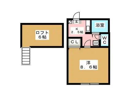 リヴィエール府中(1K/2階)の間取り写真