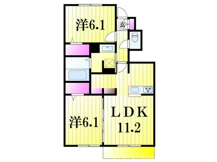 ルミナール ピノ(2LDK/1階)の間取り写真