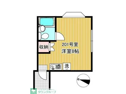 マルミII(ワンルーム/2階)の間取り写真