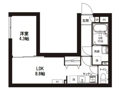 レピュア曙橋駅前レジデンス(1LDK/3階)の間取り写真