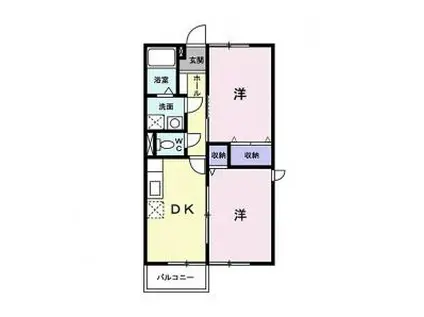 ベルシティ(2DK/2階)の間取り写真