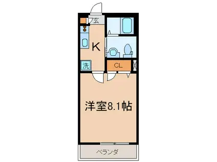 KKS仲宿(1K/2階)の間取り写真