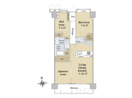 ファミール本厚木(3LDK/5階)の間取り写真