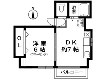 前納ビル(1DK/4階)の間取り写真