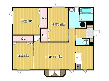 ウィステリア(3LDK/3階)の間取り写真