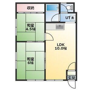 コーポ旭(2LDK/2階)の間取り写真