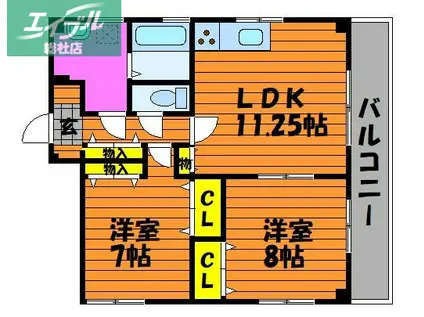 パナランドAKEBONO(2LDK/2階)の間取り写真