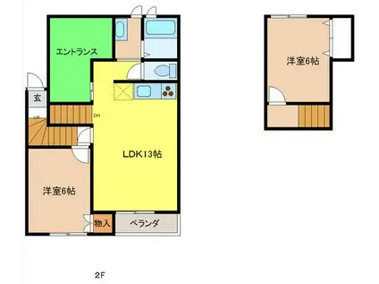レジデンス内海II(2LDK/2階)の間取り写真