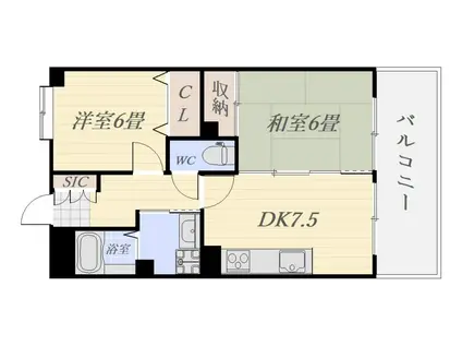 クオリティパレス八幡(2DK/10階)の間取り写真