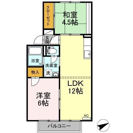 アーバン ツインピア 1棟(2LDK/2階)の間取り写真