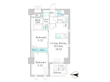 エル・セレーノ錦糸町(2LDK/4階)の間取り写真