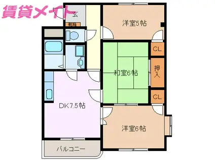 アベニール(3DK/2階)の間取り写真