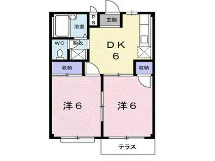 ドミール石田I(2DK/1階)の間取り写真