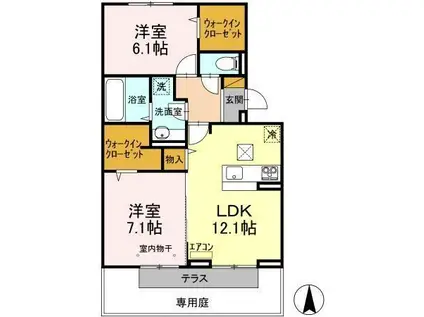 センシ―ロ柏の葉(2LDK/1階)の間取り写真