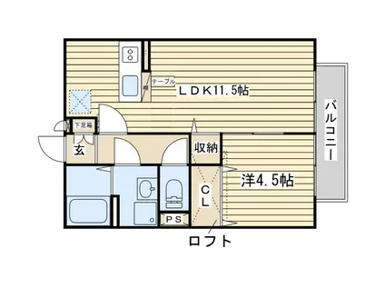 キャメロット飾磨 B棟(1LDK/2階)の間取り写真