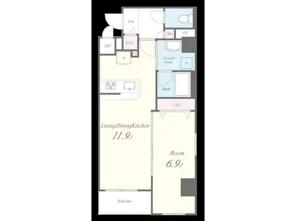 ヒューゲル本郷(1LDK/2階)の間取り写真