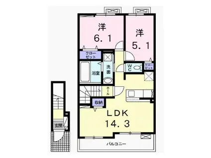 メゾン・ド・ルネ(2LDK/2階)の間取り写真