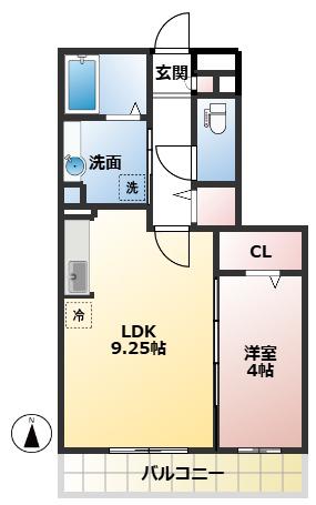 HIGH EXCEL 11(1LDK/2階)の間取り写真
