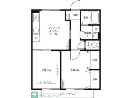 パインドール(2DK/2階)の間取り写真