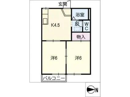 アーパスK(2K/1階)の間取り写真